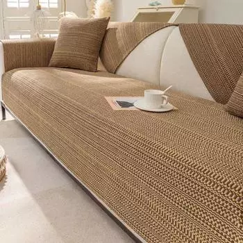 Диванная подушка кофейного цвета, четыре сезона, хлопок и лен, чехол для дивана из массива дерева, китайский стиль, красное дерево, нескользящий льняной чехол для дивана, полотенце 60x60cm 1pcs