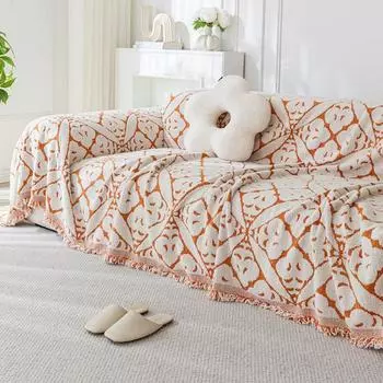 Диванная подушка с кисточками, универсальный чехол на четыре сезона, одеяло, простой современный нескользящий чехол на подушку, полотенце на спинку 180*130 светло-коричневого