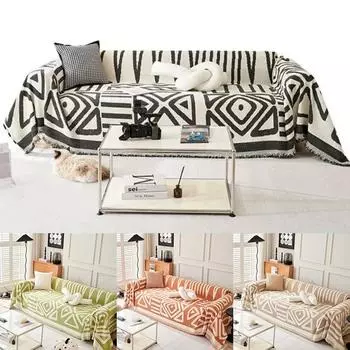 Диванное покрывало с кисточками из шенилла в скандинавском стиле, универсальное полотенце для дивана, всесезонное, нескользящее, устойчивое к царапинам от кошек, чехол для дивана, домашний декор 180x90cm оранжевый