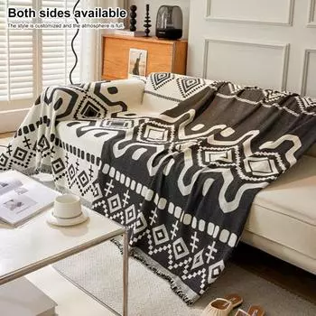 Диванное покрывало в стиле бохо, с подобранными цветами, с принтом синели, противоусадочное, предотвращающее кошачьи когти, защитное декоративное покрытие для дивана, чехол для двухместного футона 90 cm чёрный