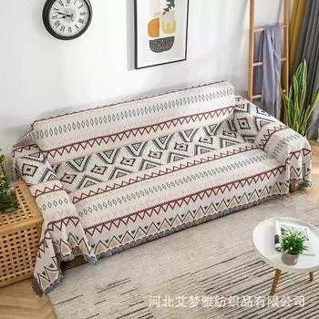 Диванное полотенце с геометрическими кисточками, вязаное одеяло в скандинавском стиле, переносной чехол для дивана, гостиная, спальня, домашний декор 90x90cm