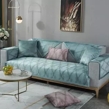 Диванное полотенце с тиснением и принтом, зимнее мягкое утепленное плюшевое покрытие для дивана, противоскользящие чехлы для диванов, универсальный чехол на четыре сезона W50 x L50cm 1pc