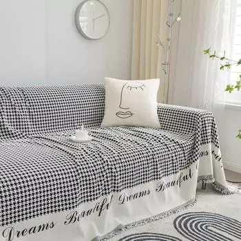 Диванное полотенце Универсальная утолщенная нескользящая шенилловая интегрированная полностью покрытая ткань для диванной подушки в мелкую клетку в стиле минимализма 180*130