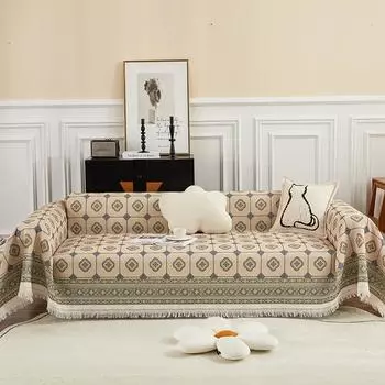 Диванное полотенце в скандинавском стиле с вафельным принтом, ткань для дивана, цельная ткань с полной оберткой, одеяло, ковер, осень-зима, диванное полотенце, подушка 180x130cm1pcs