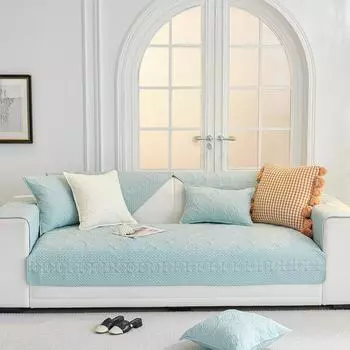 Диванные подушки из чистого хлопка с вышивкой — всесезонные, простой дизайн, нескользящая ткань светло-серый