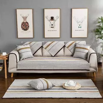 Диванные подушки подходят для любого сезона, диванные полотенца полностью покрыты, полотенца для подлокотников на спинке, хлопковые и льняные чехлы для диванов не скользят. 60*60