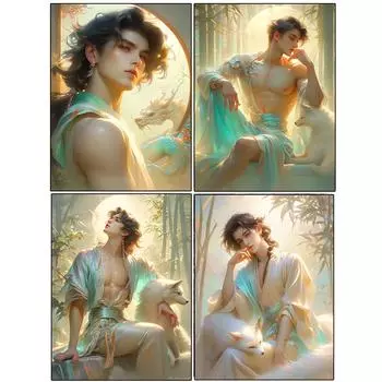 DIY5D Алмазная роспись людей и волков Полный круглый алмаз квадратная вышитая мозаика животных украшение для дома Full Round 20x30CM