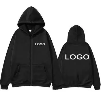 DIY80 Customized Printed Men Women Zipper Up Hoodie Loose Clothing Design Your Logo Long Sleeve Hooded Sweatshirts S