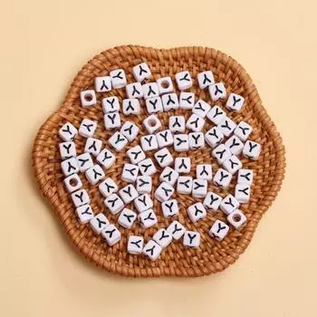 DIY 100PCS Bracelets White Black Square Handcrafts Beading Material 26 Letters Beads Necklace Acrylic Jewelry Making Accessories Pendants 5.5mm beads Y