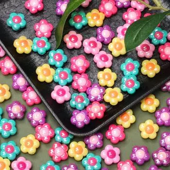 DIY 10 шт. ювелирные изделия двухцветные браслеты аксессуары материалы ручной работы ожерелье с УФ покрытием ослепительные цветочные бусины темная серия жёлтый