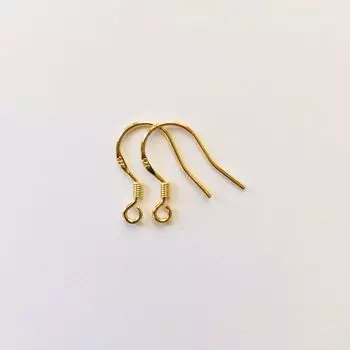 DIY 18k14k Gold Glossy and Simple Ear Hook Gold 15mm pair(Plating 14K color retention)
