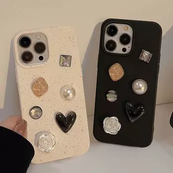 Diy 2023 Crystal Love Heart Ins Flower Love 3d милый чехол для телефона с мультяшным рисунком для Iphone 12 13 Mini 11 14 Pro Max Xsmax X Xr 7 8 Plus For iphone 14promax