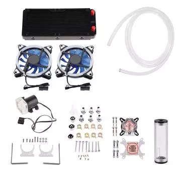 DIY 240 мм кулер CPUGPU блок насос резервуар светодиодный вентилятор радиатор компьютерный комплект водяного охлаждения
