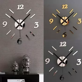 DIY 3D акриловые зеркальные настенные часы креативные настенные наклейки европейские кварцевые часы для гостиной украшение дома высокое качество золотой