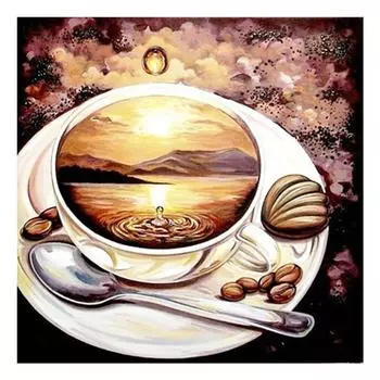 DIY 3D Алмазная картина Кофейные чашки Вышивка Крестом Ремесло Стежок Домашний декор Full Round 20x20CM