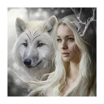 DIY 3D Алмазная картина Красота и волк Вышивка Крестом Стежок Домашний декор Full Round 20x20CM
