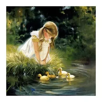 DIY 3D Алмазная картина Маленькая девочка Вышивка Крестом Стежок Главная Декор Full Round 20x20CM