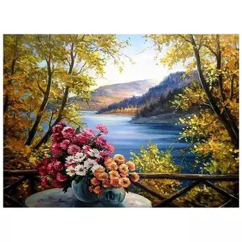 DIY 3D Алмазная картина Пейзаж Цветы Вышивка Крестом Стежок Главная Декор Full Round 20x25CM