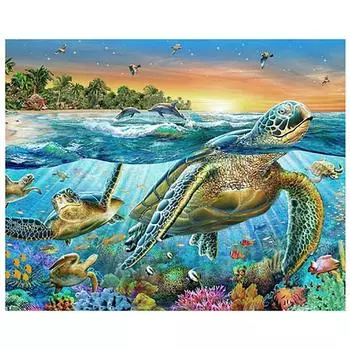 DIY 3D Алмазная картина Подводный мир Вышивка Крестом Стежок Главная Декор Full Round 20x25CM