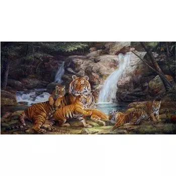 DIY 3D Алмазная картина Пять Тигров Вышивка Крестом Ремесло Стежок Домашний декор Full Round 20x50CM