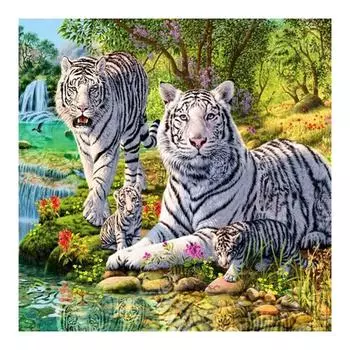 DIY 3D Алмазная картина Животное Тигр Вышивка Крестом Стежок Главная Декор Full Round 20x20CM