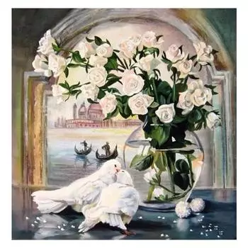 DIY 3D алмазная живопись цветы и белые голуби вышивка крестиком домашний декор Full Round 20x20CM