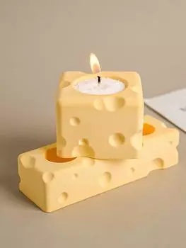 DIY 3D Cheese Shape Candle Holder Silicone Mold Creative Candlestick Concrete Crafts Casting Resin Ornament Molds Home Decor