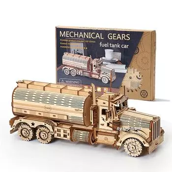 DIY 3D деревянные пазлы копилка модель бензовоза строительные блоки наборы сборка головоломка игрушка в подарок для детей и взрослых Small piggy bank дубильная кора