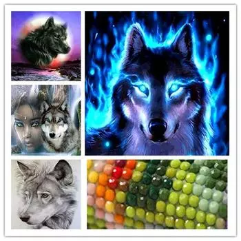 DIY 3D круглая алмазная картина животное волк вышивка крест ремесло стежок домашний декор Full Round 20x20CM