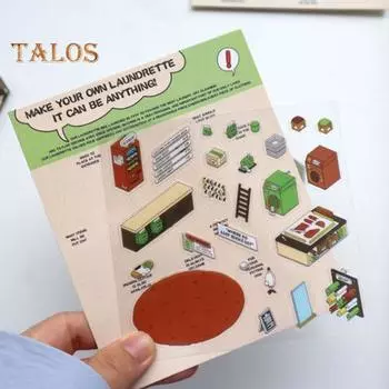 DIY 3D наклейки для дома для детей и взрослых, наклейки с изображением мультфильмов, еда, супермаркет, выпечка, семейные сцены, наклейки для снятия стресса A