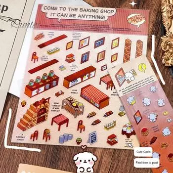 DIY 3D наклейки для дома для детей и взрослых, наклейки с изображением мультфильмов, еда, супермаркет, выпечка, семейные сцены, наклейки для снятия стресса A