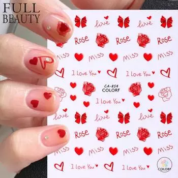 DIY 3D наклейки для ногтей Цветочные растения Nail Art Наклейки Цветочные листовые весенние ползунки Маникюрный декор