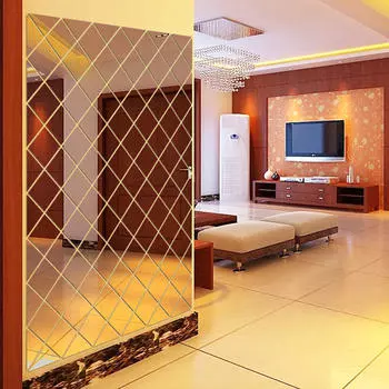 DIY 3D Наклейки Зеркало Наклейка Украшения Дома Гостиная One Size серебряный