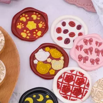 DIY 3D Рельеф Candy Series 2 Герметизирующий воск Медная голова Специальная форма Эмалевая медная голова Руководство Приглашение на счет Конверт