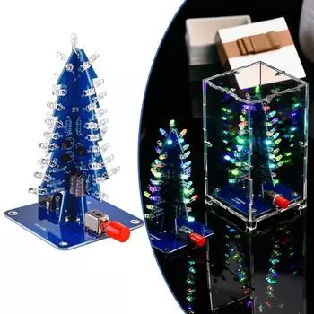 DIY 3D Рождественская елка Практика пайки Цветной светодиодный мигающий светодиод RGB Электронная наука Сборка Набор для самостоятельной сборки Рождественские елки