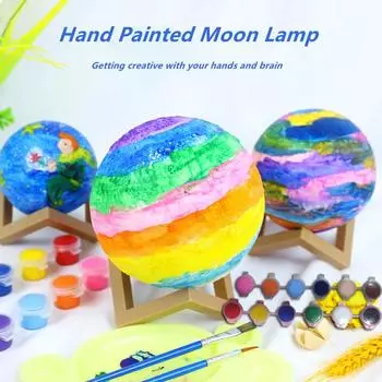 DIY 3D Space Moon Night Light, товары для творчества, набор для декоративно-прикладного искусства для детей 8-12 лет, игрушки для девочек и мальчиков, подарок на день рождения для лет 10CM+12 color paint 2 brushes