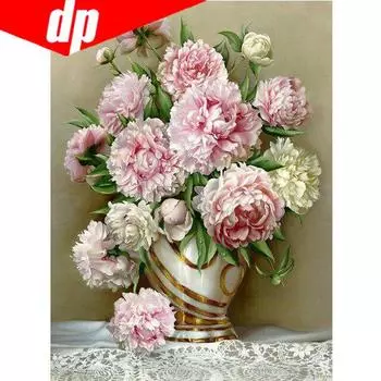 DIY 5D Алмазная мозаика Животное Розовый цветок 5D Полная Алмазная Картина Наборы для вышивки крестом Круглый бриллиант 20X30