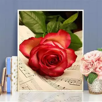 DIY 5D Алмазная картина Домашнее украшение Красная роза Цветок Вышивка Наклейка на стену Мозаика Полный Алмазный крест 30*40cm/11.8*15.7in