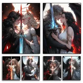 Diy 5d Алмазная картина Готический темный ангел Алмазная картина Искусство вышивка крестом Мозаика ручной работы Украшение для дома Full Round 20x30CM