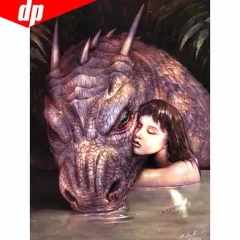 Diy 5d Алмазная картина Красавица и чудовище Алмазная мозаика Полная круглая Алмазная вышивка Картина 20X30