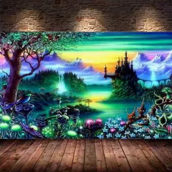 DIY 5D Алмазная картина Мечта Пейзаж Новый продукт 2024 Полностью инкрустированная Пейзажная картина Алмазная вышивка Большой размер Специальный Full Round 20x40CM