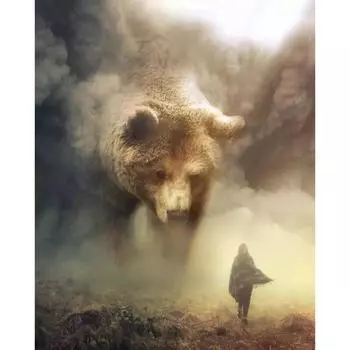 DIY 5D Алмазная картина Медведь Животное Мозаика Алмазная вышивка Крестом 20X30CM