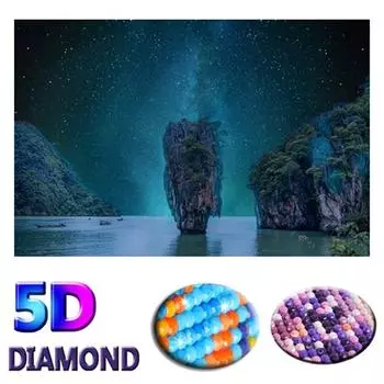 DIY 5D Алмазная картина Морской пейзаж Смола Дрель Поезд Вышивка Крестом 20X30CM