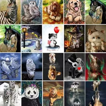 DIY 5D Алмазная картина мультфильм животных полный круг Алмазная мозаика украшение дома Алмазная вышивка 20X30CM красный