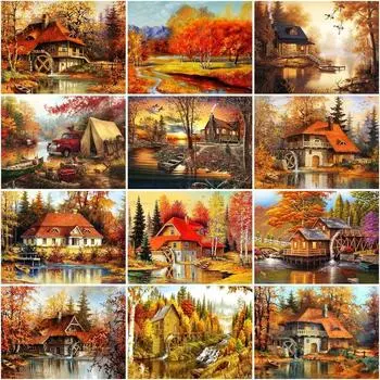 Diy 5d Алмазная картина Пейзаж Мозаика Вышивка крестом Пейзаж Алмазная мозаика Распродажа Зимний домашний декор Подарок Full Round 20x25CM