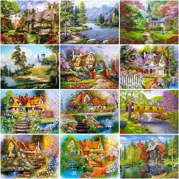 Diy 5d Алмазная картина Пейзаж Вышивка крестиком Пейзаж Алмазная вышивка Искусство Домашнее украшение Full Round 20x25CM