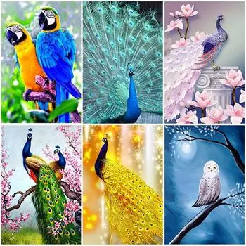 DIY 5D Алмазная картина Полная круглая дрель Brid &; Цветочная Алмазная Вышивка Крестом Мозаика Стразы Стены Искусства Домашний Декор Full Round 20x30CM