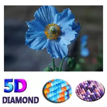DIY 5D Алмазная картина Полный дрель Синий цветок Алмазная мозаика Вышивка крестом 20X30CM