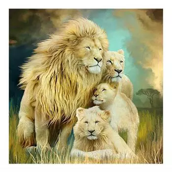 DIY 5D Алмазная картина Полный круглый дрель Животные милые львы Вышивка Крестом Домашний декор 30x30CM