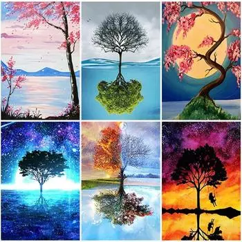 DIY 5D алмазная картина полный круглый сверло живописное дерево алмазная вышивка крестиком набор мозаика домашний декор настенное искусство подарок Full Round 20x30CM